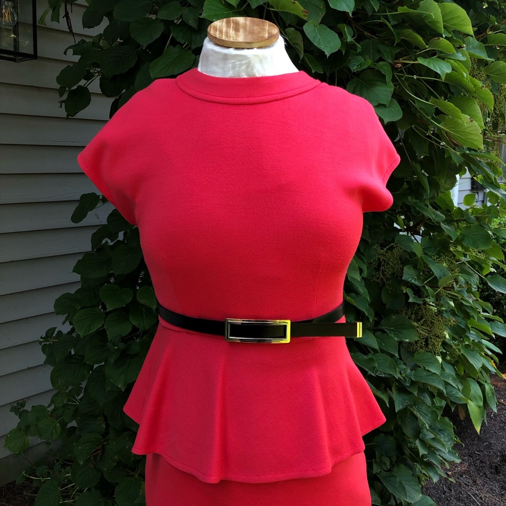 Coral St. John two-piece suit with matching belt